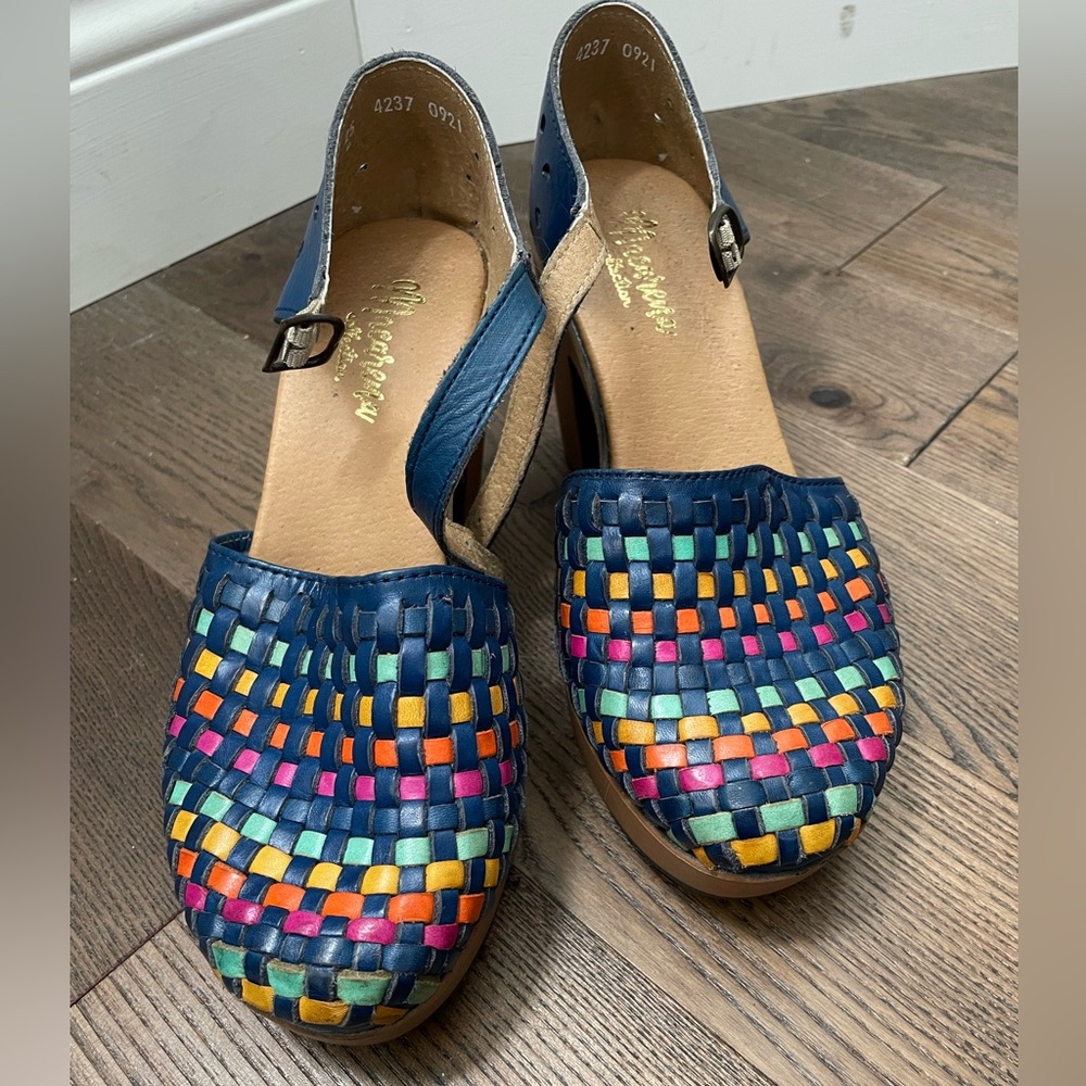 Mexican Hurache Rainbow accent shoes